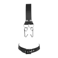 Rimba Kopfharness aus Leder mit Nasenhaken Schwarz