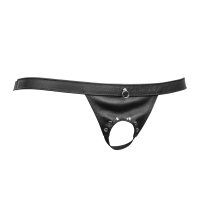 Rimba Offener Lederslip für Herren Schwarz One Size