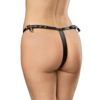 Rimba Abschließbarer Leder-String Schwarz One Size