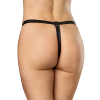 Rimba Offener Lederstring mit Verzierung Schwarz L-XL