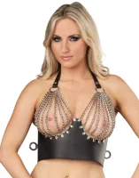 Rimba Leder-Bustier mit Ketten Schwarz One Size