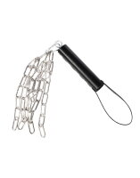 Rimba Leather Whip with Metal Chain Silver Black