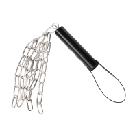 Rimba Lederpeitsche mit Metallkette Silber Schwarz