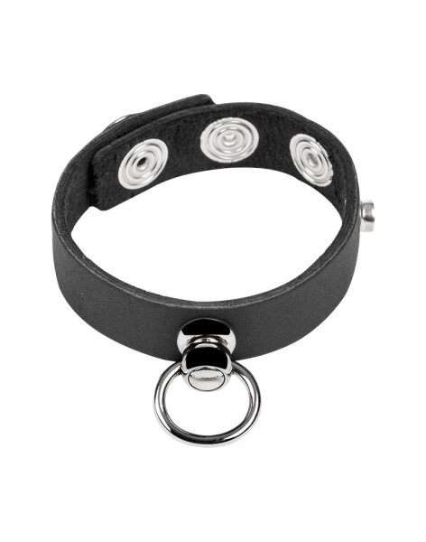 Rimba Leder-Penisring mit Metall-O-Ring Schwarz