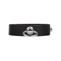 Rimba Leder-Penisring mit Metall-O-Ring Schwarz