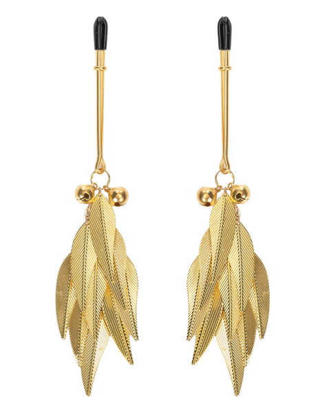 Rimba Nipple Clamps with Feathers Gold