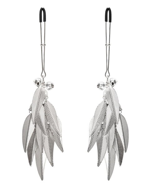 Rimba Nipple Clamps with Feathers Silver
