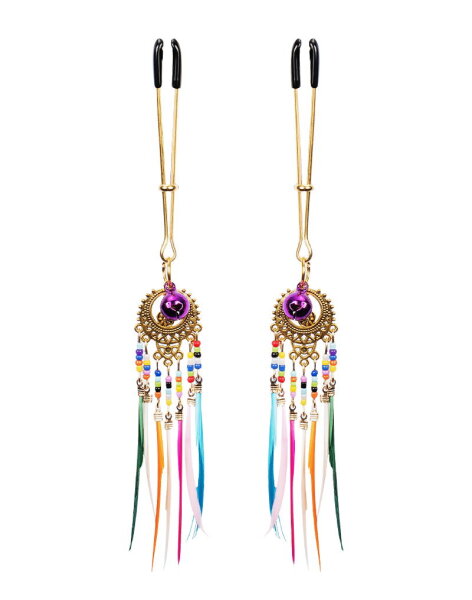 Rimba Nipple Clamps with Feathers Multicolour