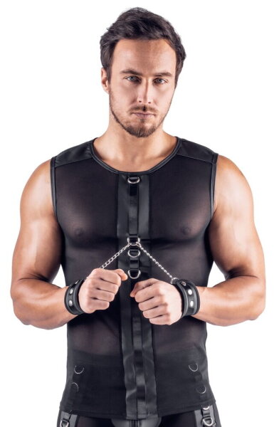 Svenjoyment Sleeveless Mesh Shirt with Soft Handcuffs Black M
