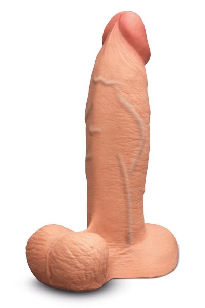 B-Vibe Slipskin Realistic Silicone Dildo 8 Inch Girthy Mocha