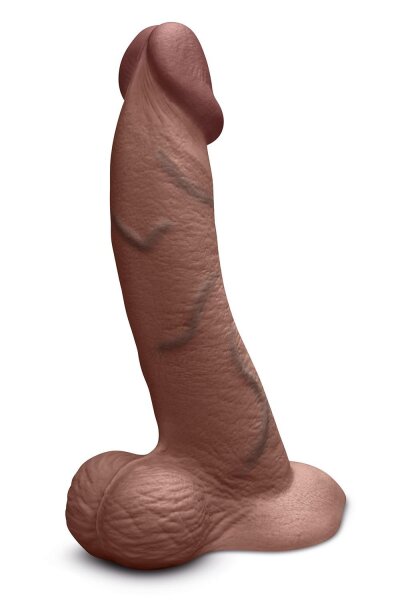 B-Vibe Slipskin Realistic Silicone Dildo 10 Inch Curved Brown