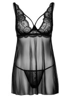 Lace Babydoll and String Black L/XL