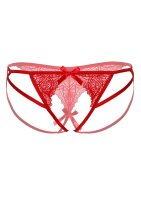 Naomi strappy crotchless tanga Red L/XL