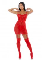 Forplay Sheer Intimacy Mesh Kleid Set rot L