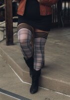 Kixies Lori halterlose Strümpfe kariert grau XL