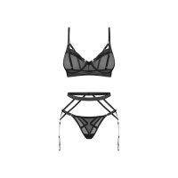 Obsessive Euridia 3-teiliges Lingerie Set Schwarz XL-2XL