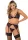 Daring Intimates 3-teiliges Set aus Spitzen-BH, Slip und Strumpfhaltern Schwarz Lila S-M