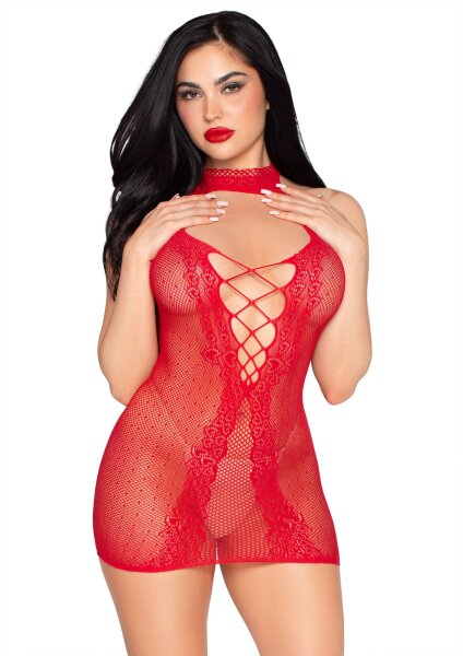 Leg Avenue Gepunktetes Minikleid mit Neckholder Rot One Size