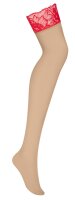 Obsessive Matildea Strapsstrümpfe Nude-Rot S/M