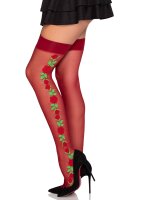 Leg Avenue Halterlose Strümpfe mit Rosen One Size