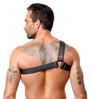 ZADO One-Sided Leather Chest Harness Black