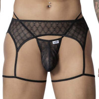 CandyMan Geolix Black Thong and Garter Belt S - XL