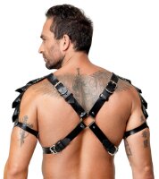 ZADO Leather Chest Harness with Shoulder Armor S-L Black