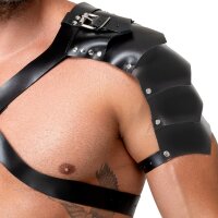 ZADO Leather Chest Harness with Shoulder Armor S-L Black