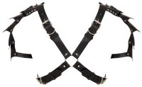 ZADO Leather Chest Harness with Shoulder Armor S-L Black