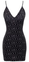 Cottelli Collection Glitter Mini Dress Zigzag Black S