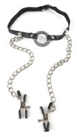 Fetish Fantasy O-Ring Gag with Nipple Clamps