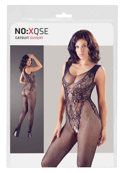Catsuit Netz mit Spitze offen S - L