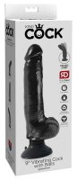 King Cock 9" Vibrating Cock with Balls Dark
