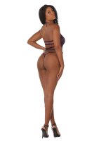 Lace Halter Teddy Aubergine One Size