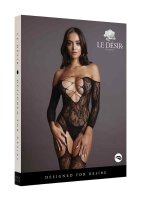Criss Cross Neck Bodystocking - Black One Size