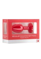 Regular Diamond Butt Plug - Red 3,5 cm