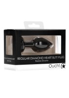 Diamond Heart Butt Plug - Regular - Black 2,8 cm