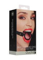 Silicone Ring Gag - With Leather Straps - Black