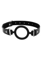Silicone Ring Gag - With Leather Straps - Black