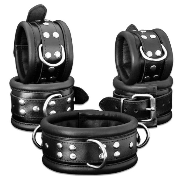 Leather Anklecuffs Black 6,5 cm