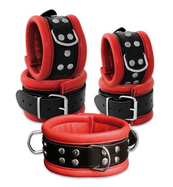 Leather Anklecuffs Red 6,5 cm