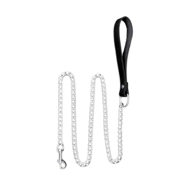 Chain Leash with Leather Handle