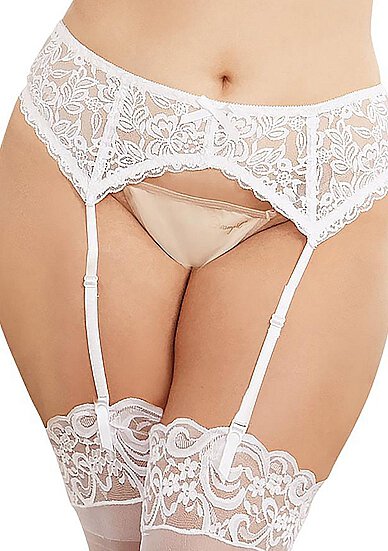 Lace Garter Belt Dmd - Queen Size - White