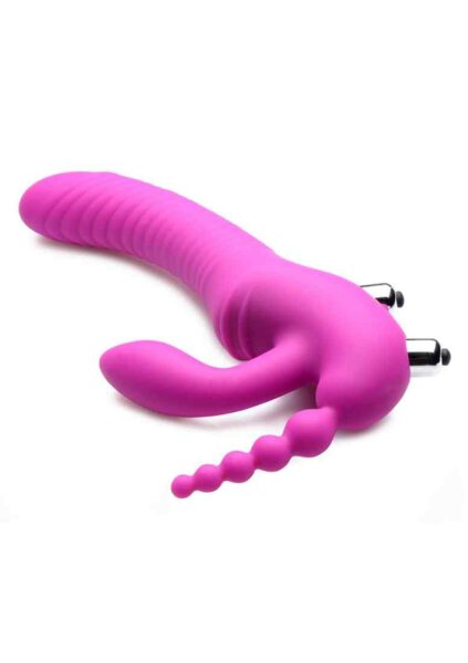 Strap U REGAL RIDER Triple G Vibrating Silicone Strapless Strap On - Pur
