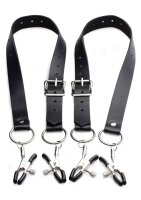 Spread Labia Spreader Straps with Clamps - Black