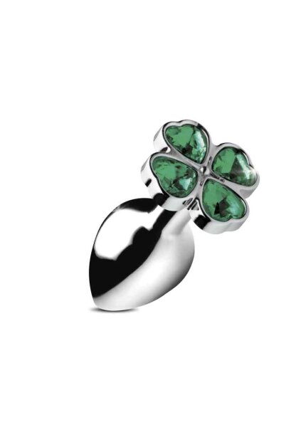 Booty Sparks Lucky Clover Gem - Small Anal Plug - Silver 3,2 cm
