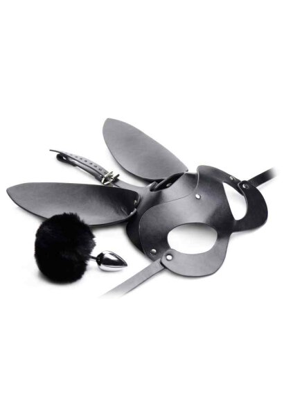 Tailz Bunny Mask with Plug - Black