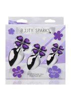 Violet Flower Gem Anal Plug Set - Silver