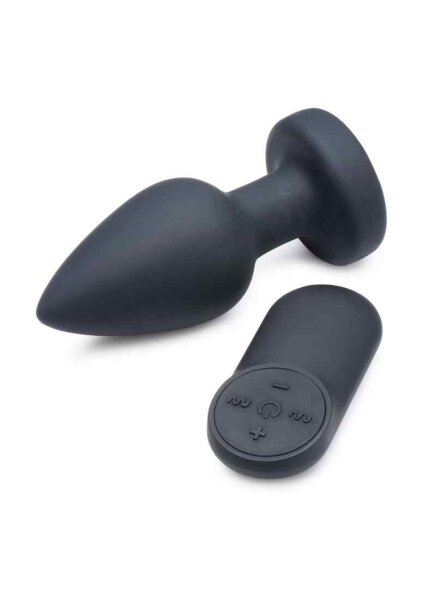 Booty Sparks Silicone Vibrating LED Plug - Medium - Black