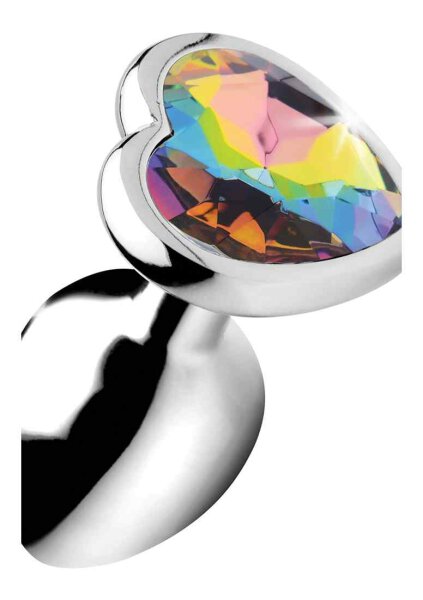 Rainbow Prism Heart Anal Plug - Small - Silver
